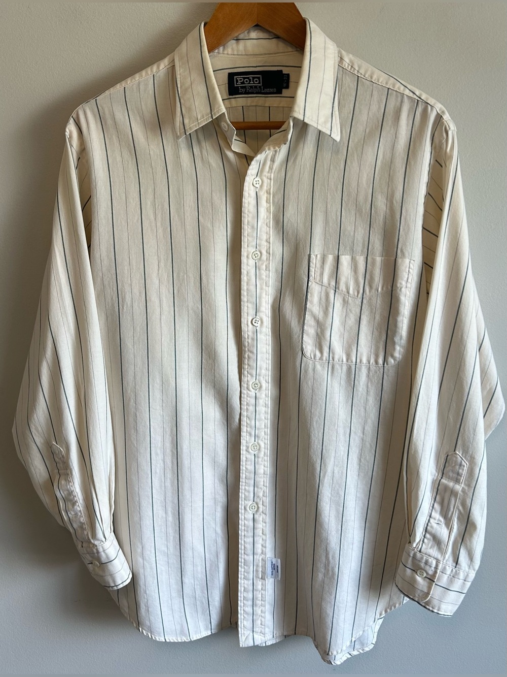 Vintage 1990s Polo Ralph Lauren Pin Stripe Button Up Shirt 16.5/33 Preppy Cotton